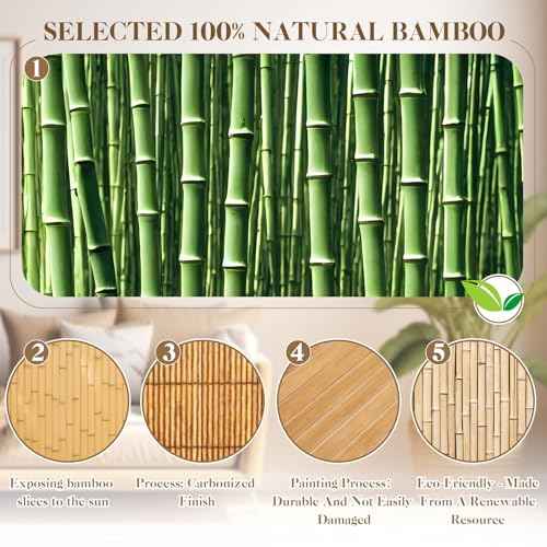Juexica 1 Pcs Natural Bamboo Wall Panel for Interior Wall 48'' x 96'' Bamboo Covering Renewable Pole Wainscoting Room Divider Decor for Bedroom Living Room Kitchen Island Office (Carbonized)
