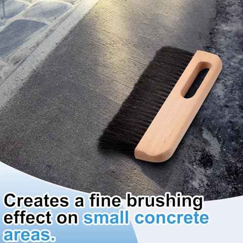 2 Pcs Concrete Brush Horsehair Bristles, 12 Inch Length Masonry Brush Wood Backed Concrete Broom, Black Horsehair Fibers