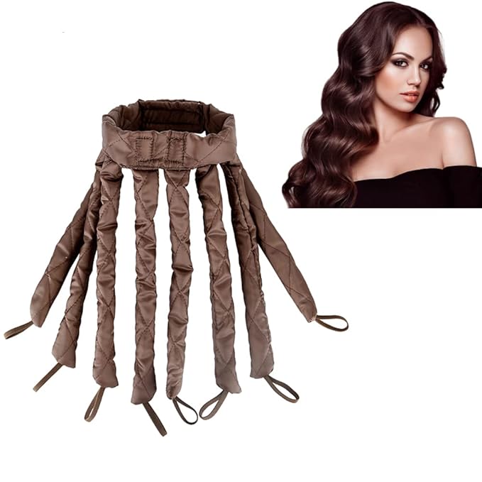 Heatless Curling Rod Headband,2026 New Upgraded Eight Claw Design Heatless Curler with Removable & Adjustable Heatless Curls (Brown)