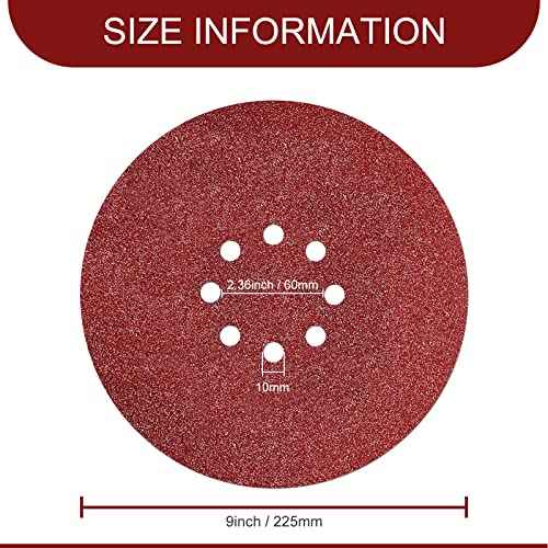 9 inch Sanding Discs 180 Grit 8 Holes Hook and Loop Sandpaper for Drywall Sander 60Pack