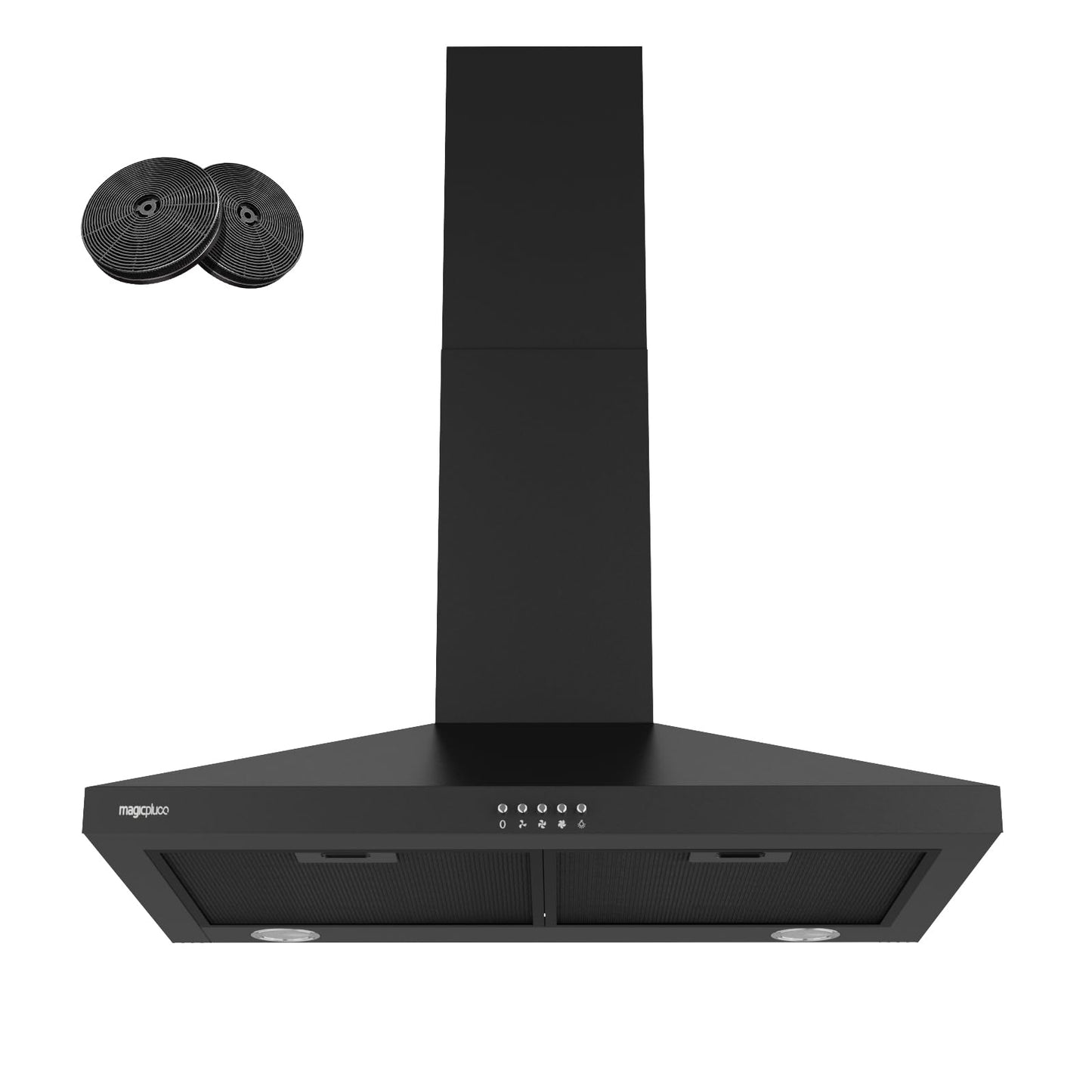magicplux Wall Mount Range Hood 30 inch, 380 CFM Kitchen Hood With Ducted/Ductless Convertible, 3 Speed Exhaust Fan with LED light, Balck