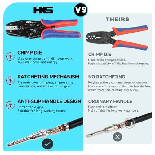 HKS 20-14AWG Size16 20 Deutsch DT DTM Crimp Tool (YF-1420DT) - Open Barrel Terminal Crimper for Stamped Contacts??