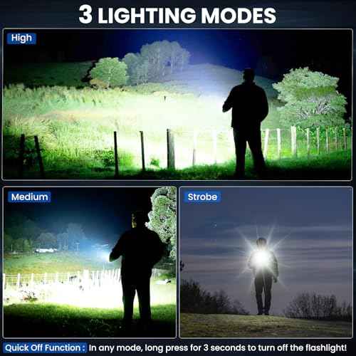Rechargeable Flashlights High Lumens 3 Pack, 99,000 Lumen Super Bright Led Flashlight with Adjustable 3 Modes & 15H Runtime, Brightest Handheld Waterproof Flash Lights for Home Camping Hiking