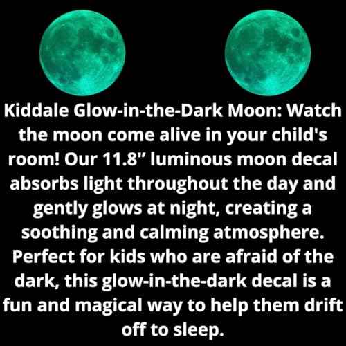 Glow in The Dark Moon Wall Stickers, 12 Inches, 2 Pack