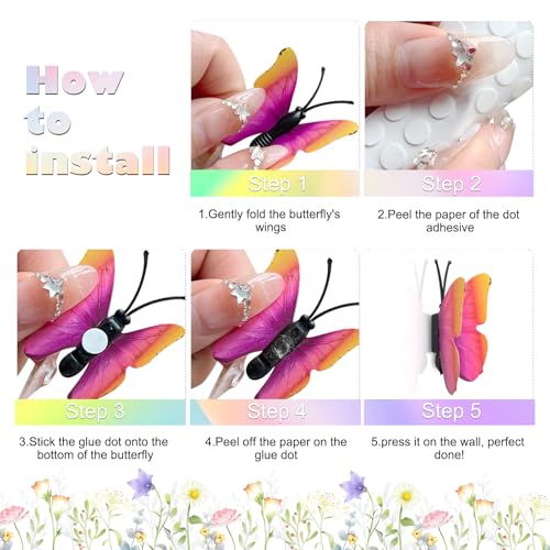3D Butterfly Wall Decor 500 PCS, 5 Styles Butterfly Wall Decals Removable Mural Stickers for Home Room Bedroom Nursery Decor