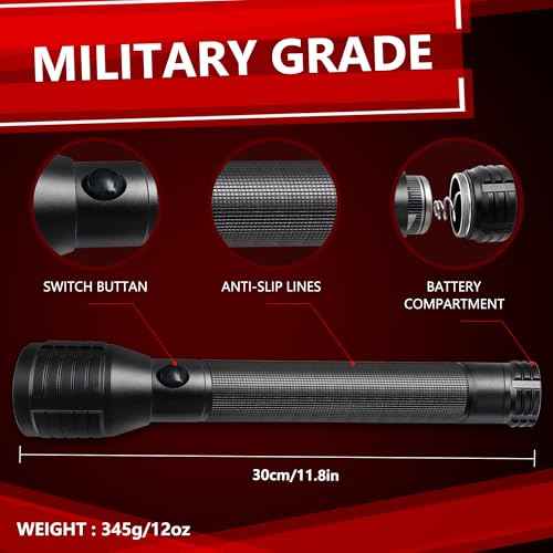 Heavy-Duty LED D Battery Flashlight (3-D)