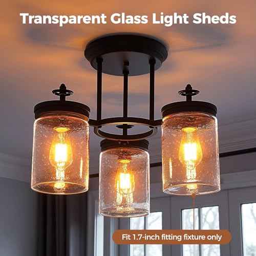 6 Pack Seeded Glass Lamp Shade, Cylinder Bubble Glass Shades Replacement Light Fixture Globe, 6 x 4 Inch Glasss Lampshade Globe Cover with 1-5/8 Fitter for Chandelier Pendant Wall Sconces