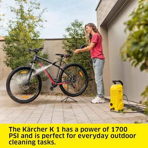 K?rcher Pressure Washer K 1, Max 1.45 GPM, 1700 PSI, Trigger Spray Gun & Vario Power Spray Wand - for Cars, Bikes, Deck, Driveways, Siding, Patios