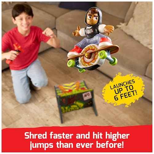 Tech Deck Shred N' Blast Sk8board, Motorized Finger Skateboard Toy with Rider & Ramp for Fast Tricks & High Jumps, Kids Toys for Boys and Girls Ages 6 & Up