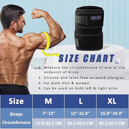 beister Compression Upper Arm Brace (Single), Biceps Tendonitis Support Brace for Men & Women with 4 Pressure Straps, Triceps Compression Sleeve & Wrap for Muscle Strains, Tendovaginitis, Pain Relief