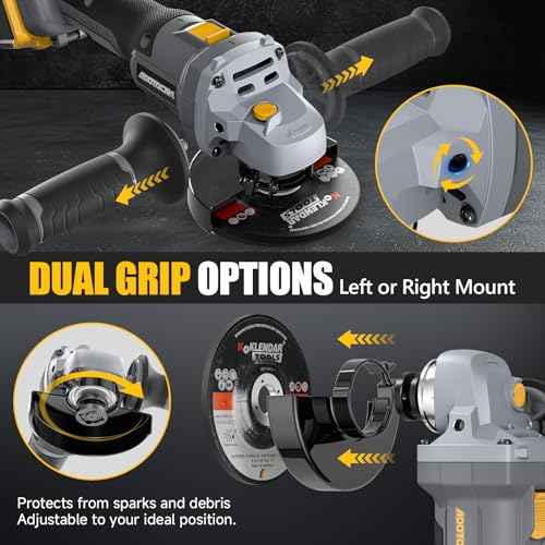 Angle Grinder, 20V Brushless Cordless, 4-1/2 Inch, Compatible with Dewalt Battery (No Battery), with Metal Grinding Wheel, for Cutting, Grinding, Polishing, Carving