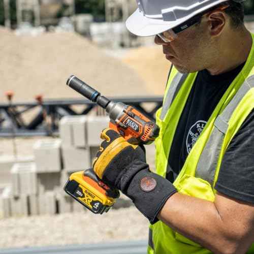 Klein Tools 40080 Work Gloves, Durable Soft Grain Leather Lineman Gloves with Padded Knuckles, Medium
