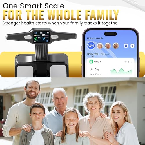 Homerz Smart Scale Pro Max – Bend-Free Smart Scale with BMI, Body Fat, Muscle Mass, Full Body Composition Scale with Digital Weight Tracking, Body Scan Scale with Handle, Body Fat Scanner