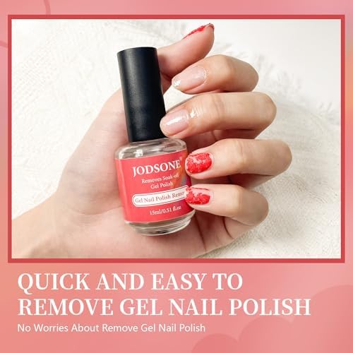 JODSONE Gel Nail Polish Remover Kit 2Pcs Gel Remover 1Pc Latex Tape Liquid Professional Soak Off Gel Nail Removal Set for Nail Art Manicure Pedicure at Home Includes Sanding Strips and Steel Pushers