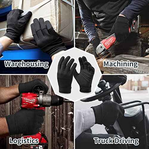 OZERO Work Gloves for Men Women: Mechanic Glove Touchscreen Firm Grip Dexterity Light Duty Gloves for Gardening Construction