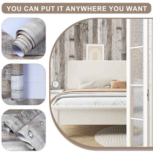 Vintage Wood Wallpaper Rustic Wood Wallpaper Stick and Peel Self Adhesive Distressed Wood Look Wallpaper Vinyl Shelf Home Wood Panel Wall Paper Covering Film 17.3"¡¿ 120"