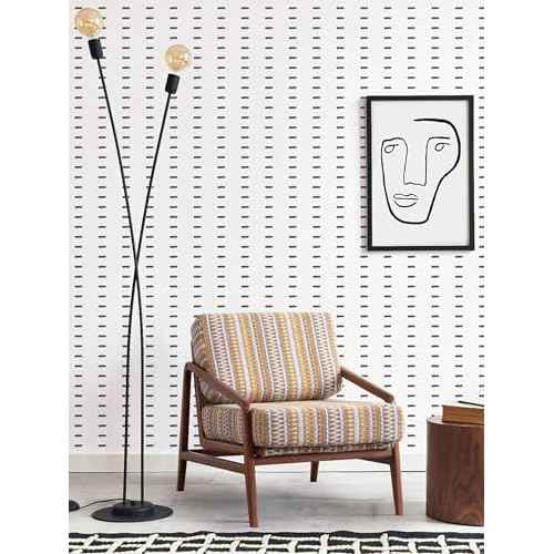 Heroad Black and White Wallpaper Peel and Stick Modern White Wall Paper Geometric Contact Paper Renter Friendly Removable Self-adhesive Waterproof for Bathroom Bedroom Cabinet and Drawer 17.3" x 78.7"
