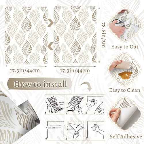 Brown Wall Paper Modern Peel and Stick Wallpaper 17.3"¡¿78.8" Boho Brown and Beige Self Adhesive Removable Wallpaper for Bedroom Contact Paper for Cabinets Waterproof Geometric Wallpapers Home Vinyl