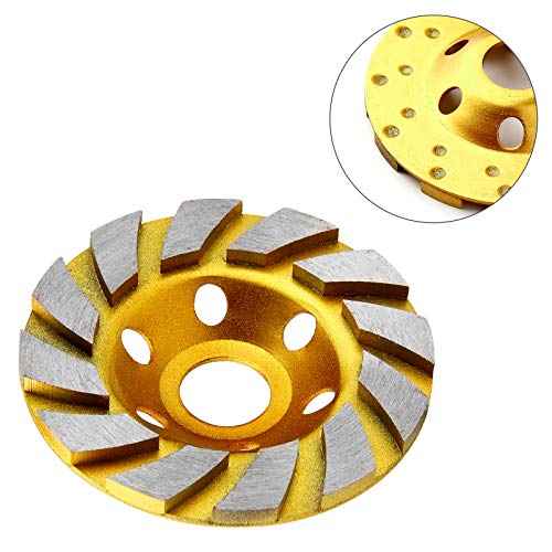 2pcs-4 Inch Concrete Stone Ceramic Turbo Diamond Grinding Cup Wheel,12 Segs Heavy Duty Angle Grinder Wheels for Angle Grinder (Yellow)