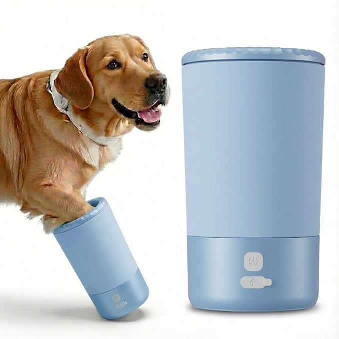 Professional Pet Paw Cleaner Cup & Electric Dog Paw Washer Waterproof – Mud-Buster Style Cleaner for Small, Medium & Large Dogs & Cats – Automatic & Manual Dog Foot Cleaner Cup for Muddy Paws (blue)
