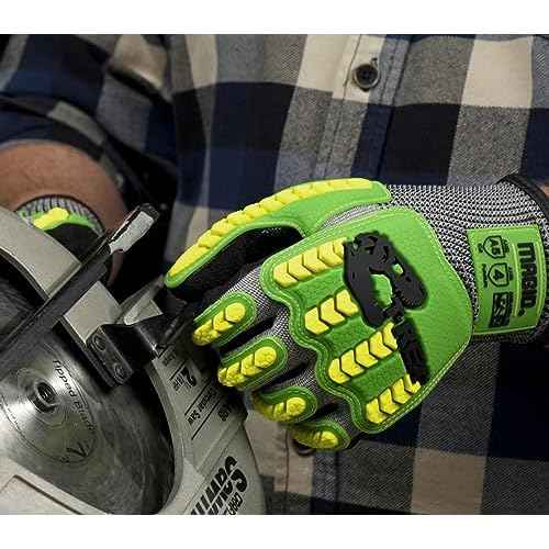 MAGID T-REX ANSI A5 Lightweight Sandy Nitrile Palm Coated Impact Gloves, 1 Pair, Size 8/Medium, TRX441
