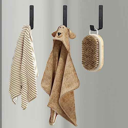 Wall Hooks Heavy Duty Extra Thick Pure Metal Screw Double Hole Installation More Firm Hook Coat Key Robe Hanger Utility Hooks Sand Black-6