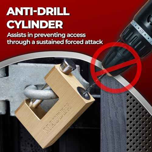 Maudex¢ç MBX/70 Solid Brass Heavy Duty Lock with 0.51¡± Shackle Clearance and 0.39¡± Thick Bolt - [Anti Pick, Anti Drill Cylinder] - Ideal Lock for Storage Units with 5 Keys