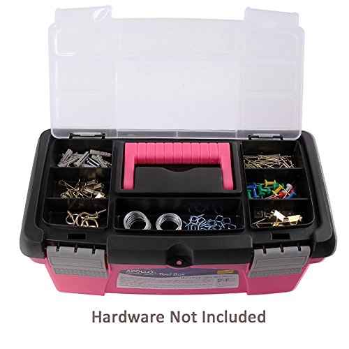 Apollo Tools Set of 3 Pink Stackable Tool Boxes with Top Compartment and Removable Trays for Crafts, Tool Storage - Pink Ribbon - DT5005P