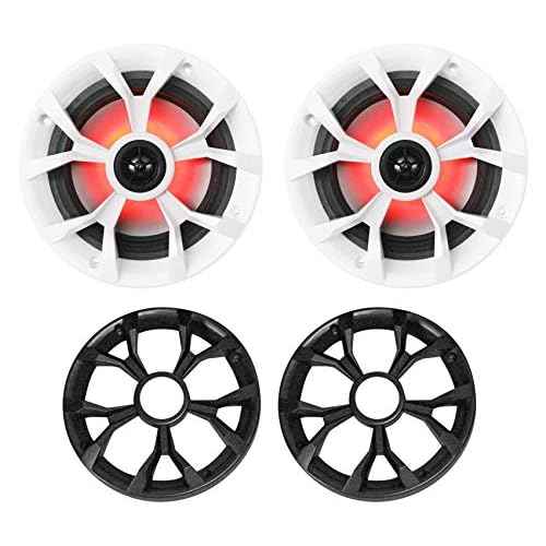 Rockville RKL65MBW (2) 6.5" 700W Marine Speakers, 4 Ohm, LED Lights, CEA Compliant, Coaxial, Waterproof, Black/White Grilles for Boats, ATVs, UTVs