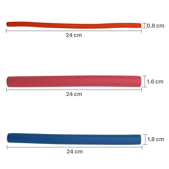 Pinkiou 30Pcs Flexi Rods for Long Hair, 9.45" Extra Long No Heat Hair Rollers, 3 Sizes Large Flexible Curling Rods for Overnight Curls, Soft Foam Hair Rods for Women Styling