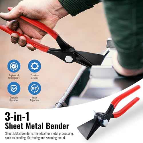 YHK 3 in 1 Sheet Metal Bender, Hand Seamer for Metal Flattening, Jaw Metal Bending Pliers for Bending, Flattening and Seaming Metal, Mental Bender Tools for Metal Processing
