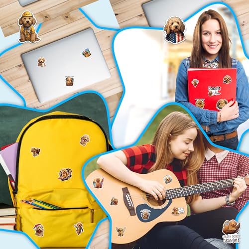 Golden Doodle Stickers 50 Pieces Vinyl Waterproof Decal for Laptop Water Bottle Phone Car Window Bike Motorcycle Stakeboard Scrapbook Doodles Sticker Gifts for Kid Teen Adult