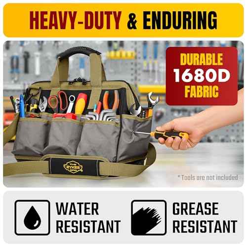 The Ryker 16-inch Large Tool Bag Heavy Duty Tool Bag Organizer for Men/Women 28pockets Portable Utility Bags for Tools - Toolbag Organizers Electrician Tools Bags for men Heavy Duty