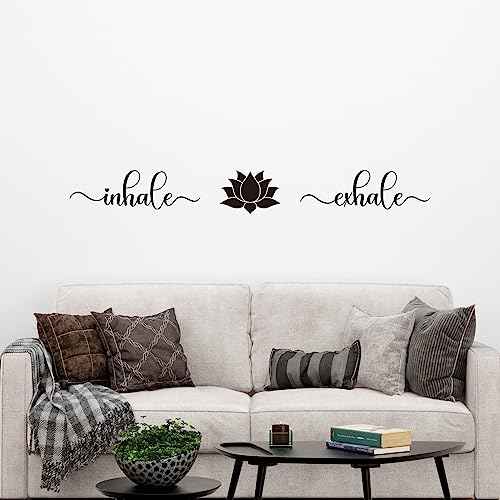 Vancetyno Inhale Exhale Vinyl Wall Decal - Bedroom Yoga Relax Wall Art Lotus Home Decor