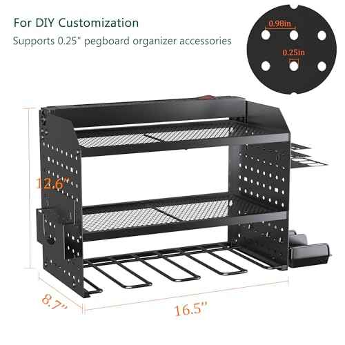 Power Tool Charging Station, Garage 4 Drill Power Tool Wall Organizer, Metal Hand Tool Storage Rack, Utility Racks, Cordless Drill and Battery Holder for Garage Organization, Gifts for Men Dad Husband