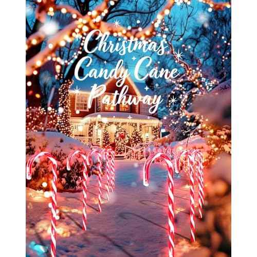 COOLWUFAN 24 Pack Christmas Candy Cane Lights, 17 in Outdoor Pathway Markers with Warm White LEDs, Holiday Decorations for Yard, Lawn, Garden, Walkway, Driveway, Christmas Party