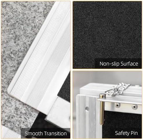 HOMCOM Wheelchair Ramp 6FT, Folding Aluminum Threshold Ramp with Non-Slip Surface, Transition Plate, 594lbs Weight Capacity for Home, Doorways, Curbs, Steps