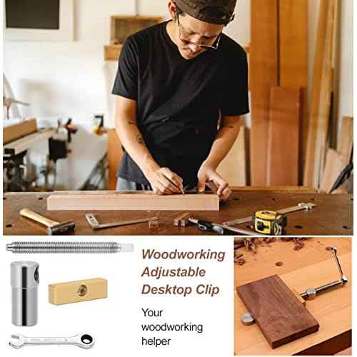 2PCS 3/4 Inch Bench Dog Clamps, Woodworking Clamps with 4 Bench Dogs, CNC Precision Machining Bench Dog with 2 Ratchet Wrenches, Low Profile Design and Easy to Use for Woodworking Silver