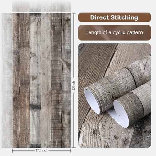 Livebor Gray Shiplap Peel and Stick Wallpaper Wood Contact Paper 17.7¡±x 120¡± Distressed Wood Wallpaper Peel and Stick Wooden Wall Gray Contact Paper Rustic Shiplap Plank for Walls and Countertops
