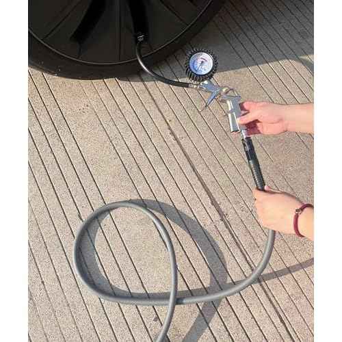 Hybrid Air Hose 3/8-Inch x 50FT£¬Air Compressor Hose 300 PSI Heavy Duty, Lightweight, Kink Resistant, All-Weather Flexibility with 1/4-Inch Industrial Air Fittings and Bend Restrictors,Gray