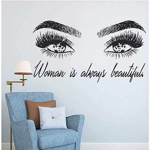 Beautiful Women Eyes Wall Decals Big Eyes Stickers Removable Decor Wall Art for Living Room Bedroom Beauty Salon,Finished Size 25.5"x43.3"
