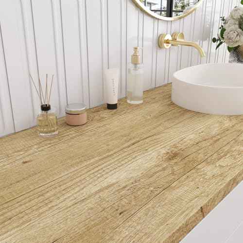 LaCheery Light Brown Wood Contact Paper Maple Wood Grain Contact Paper Peel and Stick Wallpaper Self Adhesive Thick Woodgrain Vinyl Wrap for Cabinets Countertops Counter Top Covers Waterproof 15.8x80