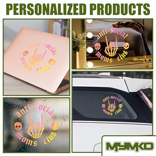 Anti-Social Mom Club Skull Decal, Aesthetic Skeleton Car Window Decals, 6 Inches UV DTF Tranfer Car Stickers, Halloween Weatherproof Car Truck Window Bumper Sticker, Car Decals for Boy Girl
