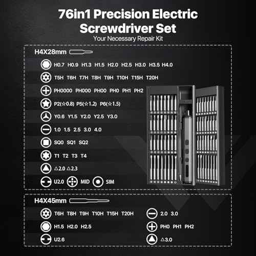 76in1 Mini Electric Screwdriver, [Super Durable] Magnetic Power Precision Screw driver Set, Rechargeable Tiny Cordless Repair Tool Kit, for Eyeglass, Watch, Computer, Ring Doorbell, PS5, More