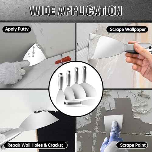 Fishark Putty Knife, 6 Inch One Piece Stainless Steel Scraper, Spackle Knife, Putty Knife Scraper, Wallpaper Scraper Paint Scraper Tool for Drywall Repair, Removing Wallpaper, Mud, Applying Plaster
