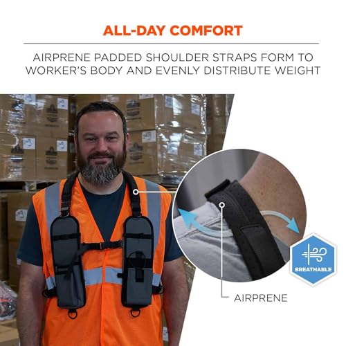 Ergodyne Squids 3144 Dual Shoulder Radio Holster Harness for Barcode Scanners