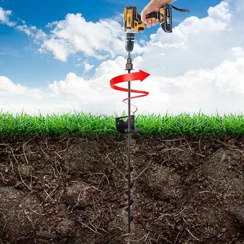 VASGOR 24¡± Mobile Home Anchors - Ground Anchor Screw in with Brackets and Adapter for Drill - Earth Anchors - Storage Shed and Swing Anchor Kits