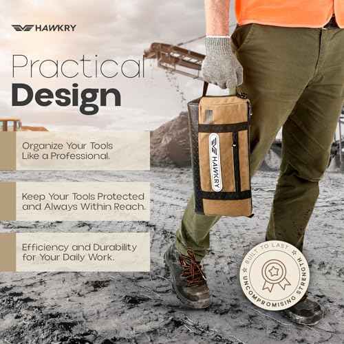 HAWKRY Heavy Duty Canvas Tool Bag ? Waterproof Canvas Zipper Pouch, Garden Tool Bag, Construction Bags Heavy Duty, Small Zipper Pouch, Motorcycle Tool, Multipurpose Fishing Bag