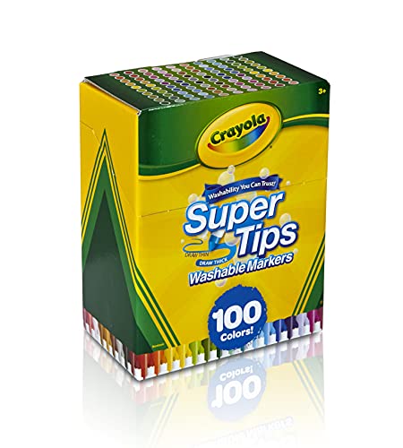Crayola Super Tips Marker Set (100ct), Fine Point Washable Markers, Drawing Markers for Kids & Adults, Create Thick & Thin Lines, Art Supplies, Ages 3+