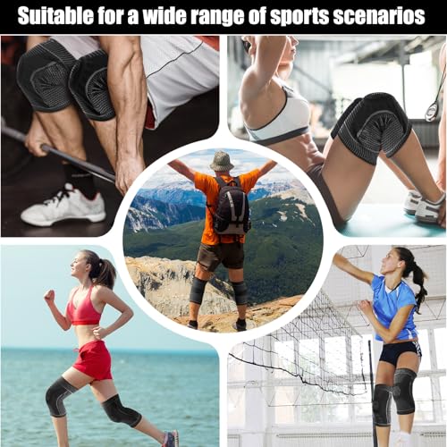 Compression Knee Pads for Women Men Sports 2 Pack Knee Sleeves with Patella Gel Pad & Side Stabilizers, Knee Braces for Knee Support Workout Sports ACL & Arthritis Pain Relief Black(3XL)